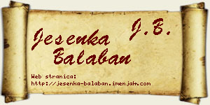 Jesenka Balaban vizit kartica